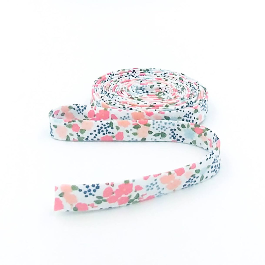 Double Fold Bias Tape 1/2'' A Day In The Life Floral Ivory White Bias Binding