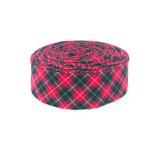 Load image into Gallery viewer, Quilt Binding Woodsman Plaid Red Black  1 1/4&quot; Single Fold Binding Christmas
