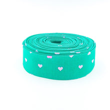 Load image into Gallery viewer, Quilt Binding Tula Pink Besties Unconditional Love Hearts Meadow Green Single Fold 1 1/4&quot; Wide

