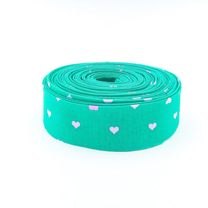 Quilt Binding Tula Pink Besties Unconditional Love Hearts Meadow Green Single Fold 1 1/4" Wide