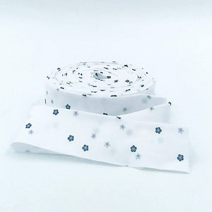 Quilt Binding Flour & Flower White Black Single Fold 1 1/4" Binding