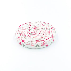 Double Fold Bias Tape 1/2'' I Love Us Hearts and Flowers Ivory Red Bias Binding Sandy Gervais