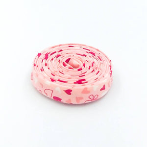 Double Fold Bias Tape 1/2'' I Love Us Hearts and Flowers Pink  Bias Binding Sandy Gervais