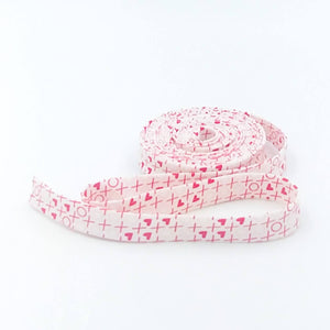 Double Fold Bias Tape 1/2'' I Love Us X's and O's Ivory Red Bias Binding Sandy Gervais