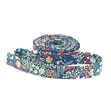 Load image into Gallery viewer, Double Fold Bias Tape 1/2&#39;&#39; Wide Liberty of London Tana Lawn Elderberry Bud Red/Navy  3 Yards Bias Binding
