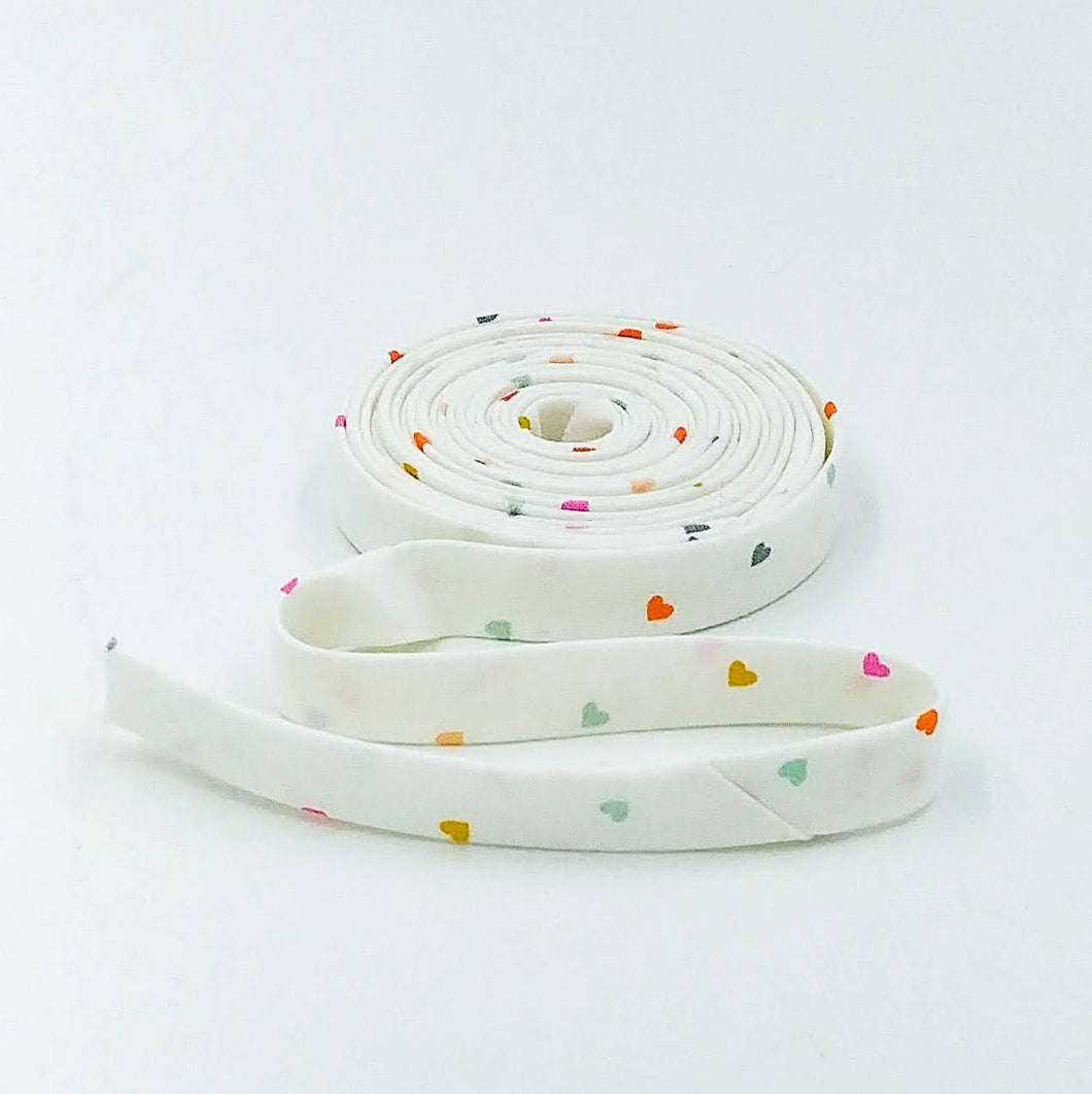 1/2'' Bias Tape Community Hearts Ivory Riley Blake Designs