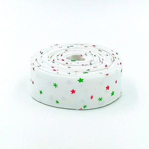 Quilt Binding Jingle Bells Sprinkles Red Green 1 1/4" Wide Single Fold