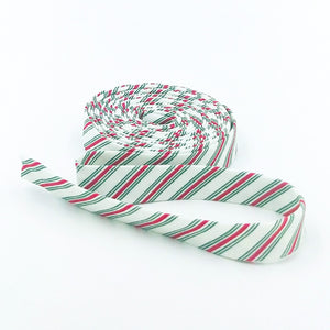 Double Fold Bias Tape 1/2'' Merry Little Christmas Stripes Cream Bias Binding