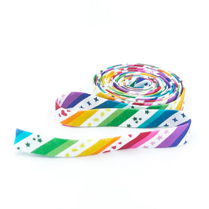 Double Fold Bias Tape 1/2'' Bloom Rainbow Stripe White Bias Binding Kristy Lea