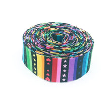 Load image into Gallery viewer, Quilt Binding Bloom Rainbow Stripe Black 1 1/4&quot; Single Fold Binding Kristy Lea
