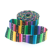 Load image into Gallery viewer, Quilt Binding Bloom Rainbow Stripe Black 1 1/4&quot; Single Fold Binding Kristy Lea
