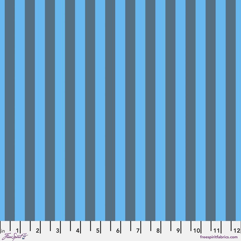 Tula Pink True Colors Tent Stripe NEON Aura Blue Fabric Half Yards