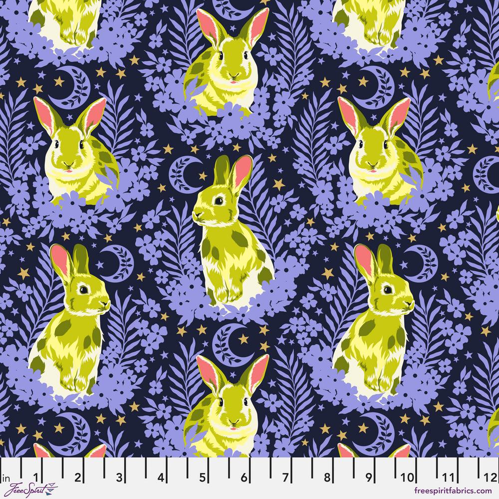 Tula Pink Besties Hop To It Rabbits Bluebell Fabric Half Yards