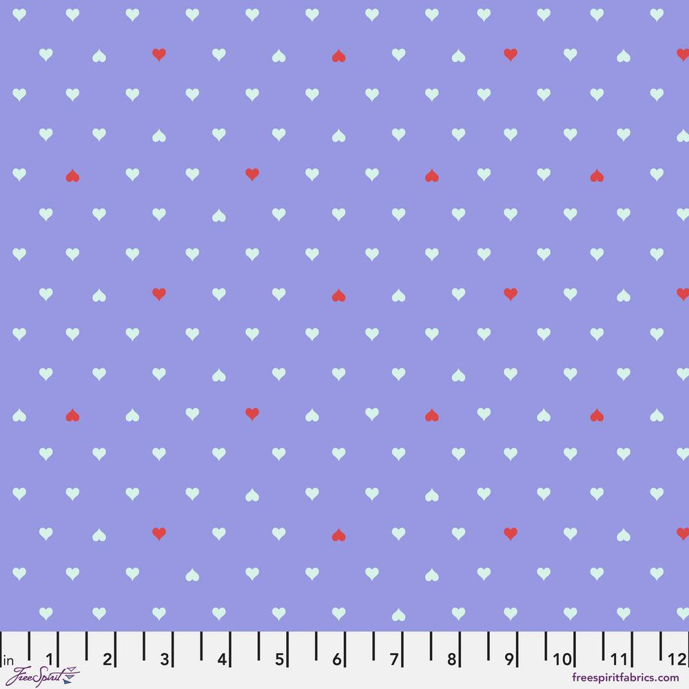 Tula Pink Besties Unconditional Love Hearts Bluebell Fabric Half Yards