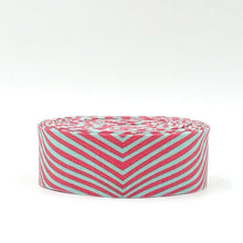 Load image into Gallery viewer, Quilt Binding Tula Pink Moon Garden Lazy Stripe Lunar Aqua Pink 1 1/4&quot; Single Fold Binding
