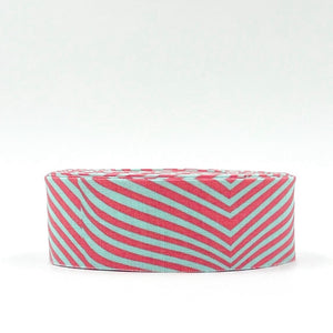 Quilt Binding Tula Pink Moon Garden Lazy Stripe Lunar Aqua Pink 1 1/4" Single Fold Binding