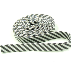 Double Fold Bias Tape Gray & White Stripe 1/2&quot; Wide Bias Binding