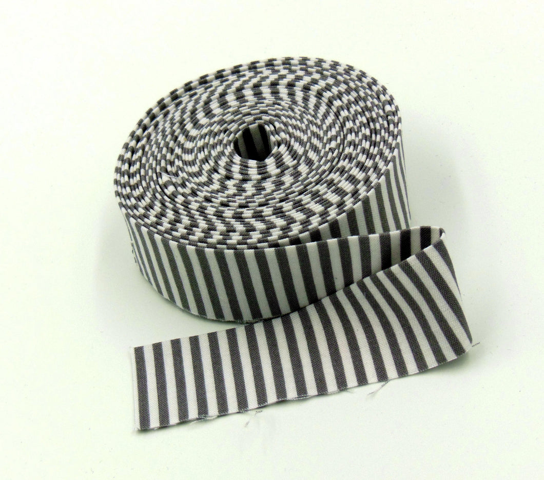 Quilt Binding Gray and White Stripe Riley Blake Designs 1 1/4" Single Fold Binding