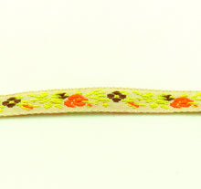 Load image into Gallery viewer, Jacquard Ribbon Trim 3/8'' Jardin Ecru Floral 1 YD
