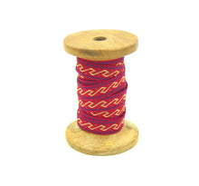 Load image into Gallery viewer, Jacquard Ribbon Trim 9/16'' Herrrera Red/Maize 1 YD
