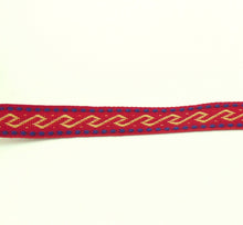 Load image into Gallery viewer, Jacquard Ribbon Trim 9/16'' Herrrera Red/Maize 1 YD
