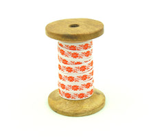Load image into Gallery viewer, Jacquard Ribbon Trim 7/16'' Alice Tangerine/ White Floral 1 YD

