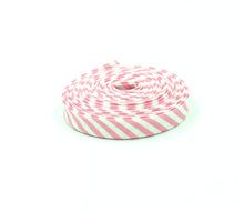 Load image into Gallery viewer, Double Fold Bias Tape Pink &amp; White Candy Stripe Bias Binding
