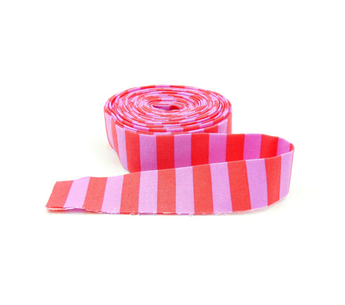Quilt Binding Tula Pink Tent Stripe Poppy 1/2'' Stripe 1 1/4" Single Fold Binding
