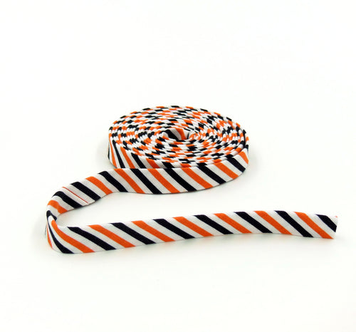 Double Fold Bias Tape 1/2'' Black & Orange Halloween Stripe Bias Binding