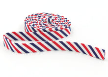 Load image into Gallery viewer, Double Fold Bias Tape 1/2&#39;&#39; Red White &amp; Blue Patriotic Stripe Bias Binding
