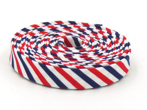 Double Fold Bias Tape 1/2&#39;&#39; Red White & Blue Patriotic Stripe Bias Binding