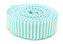 Load image into Gallery viewer, Quilt Binding Aqua and White 1/8'' Stripe 1 1/4" Single Fold Binding
