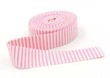 Load image into Gallery viewer, Quilt Binding Peony Pink &amp; White 1/8&#39;&#39; Stripe 1 1/4&quot; Single Fold Binding
