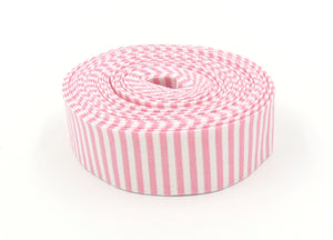 Quilt Binding Peony Pink & White 1/8&#39;&#39; Stripe 1 1/4&quot; Single Fold Binding