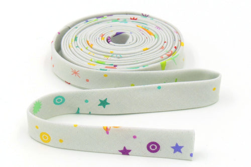 1/2'' Bias Tape Tula Pink Fairy Dust Whisper Gray
