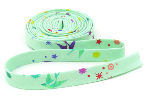 Double Fold Bias Tape 1/2'' Fairy Dust Mint Tula Pink
