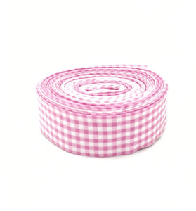 Quilt Binding Pink and White 1/8&#39;&#39; Checked Single Fold 1 1/4&quot; Binding