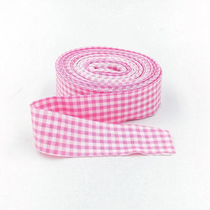 Quilt Binding Pink and White 1/8&#39;&#39; Checked Single Fold 1 1/4&quot; Binding