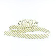 Load image into Gallery viewer, Double Fold Bias Tape Metallic Gold &amp; White Stripe Bias Binding
