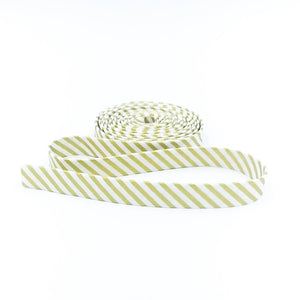 Double Fold Bias Tape Metallic Gold & White Stripe Bias Binding