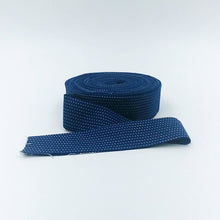 Load image into Gallery viewer, Quilt Binding Chambray Striped Navy 1 1/4" Single Fold Binding
