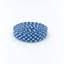 Load image into Gallery viewer, Double Fold 1/2'' Bias Tape 1/8'' Gingham Navy Blue Bias Binding
