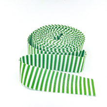 Load image into Gallery viewer, Quilt Binding Clover Green and White 1/8'' Stripe Single Fold 1 1/4" Binding
