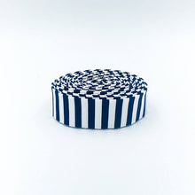 Load image into Gallery viewer, Quilt Binding Navy Blue and White 1/4'' Stripe 1 1/4" Single Fold Binding
