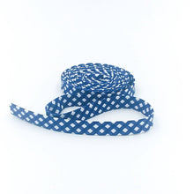 Load image into Gallery viewer, Double Fold 1/2'' Bias Tape 1/8'' Gingham Navy Blue Bias Binding
