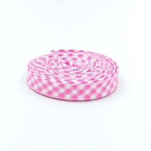 Load image into Gallery viewer, Double Fold 1/2&#39;&#39; Bias Tape 1/8&#39;&#39; Gingham Pink Bias Binding

