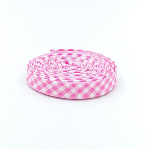 Double Fold 1/2&#39;&#39; Bias Tape 1/8&#39;&#39; Gingham Pink Bias Binding