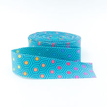 Load image into Gallery viewer, Quilt Binding Tula Pink True Colors Hexy Peacock Rainbow Single Fold 1 1/4&quot; Binding
