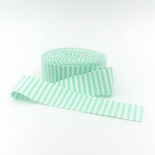 Quilt Binding Sweet Mint Green and White 1/8'' Stripe 1 1/4" Single Fold Binding