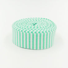 Load image into Gallery viewer, Quilt Binding Sweet Mint Green and White 1/8'' Stripe 1 1/4" Single Fold Binding
